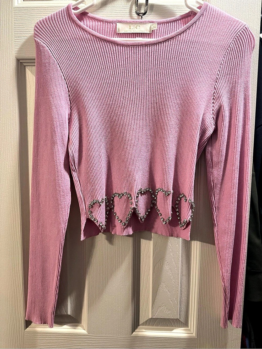 Lizette Collection Women's Pink Embellished Sweater Size Medium Like New